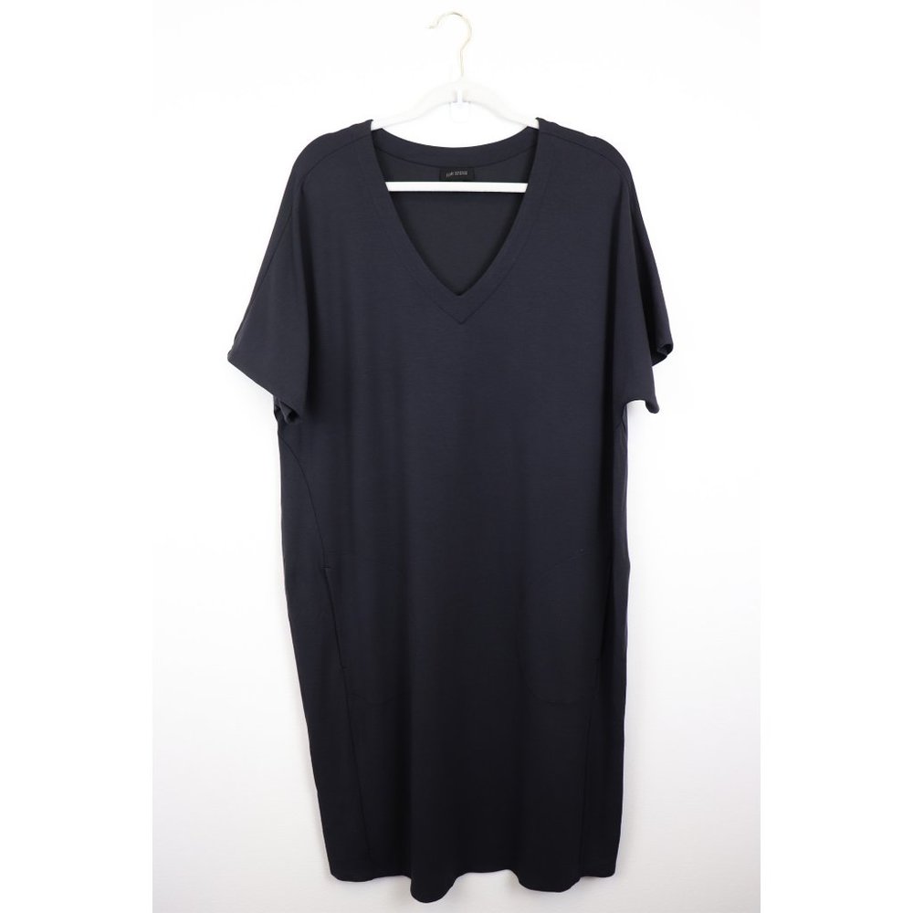J. Jill Wearever Double-Face Jersey Dolman-Sleeve Dress Licorice Dark Grey XL - Picture 2 of 9